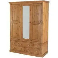Henbury Pine 3 Door Combi Wardrobe - Waxed Lacquered