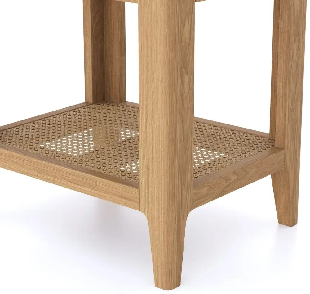 Henley 1 Drawer Side Table - Natural, Oak and Rattan