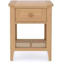 Henley 1 Drawer Side Table - Natural, Oak and Rattan