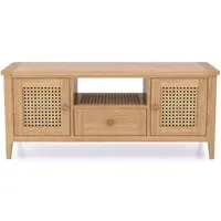 Henley 120cm TV Unit - Natural, Oak and Rattan