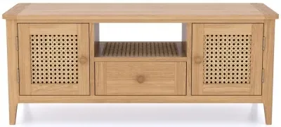 Henley 120cm TV Unit - Natural, Oak and Rattan image