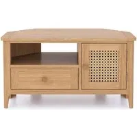 Henley 90cm Corner TV Unit - Natural, Oak and Rattan