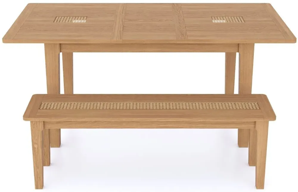 Henley Dining Bench - Natural, Oak and Rattan