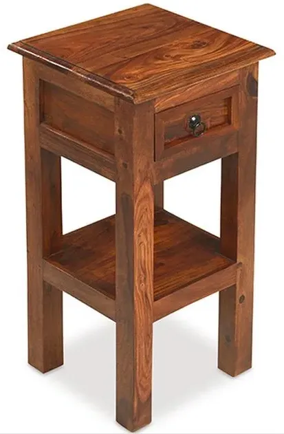 Jali 1 Drawer Telephone Table - Honey Brown, Sheesham