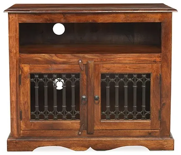 Jali Indian Sheesham 85cm TV Cabinet - Honey Brown