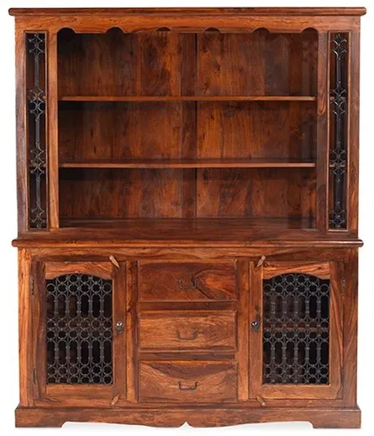Jali Large Buffet Hutch - Honey Brown, Sheesham
