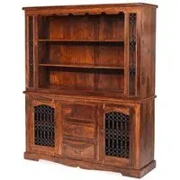 Jali Large Buffet Hutch - Honey Brown, Sheesham