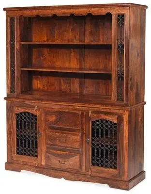 Jali Large Buffet Hutch - Honey Brown, Sheesham image