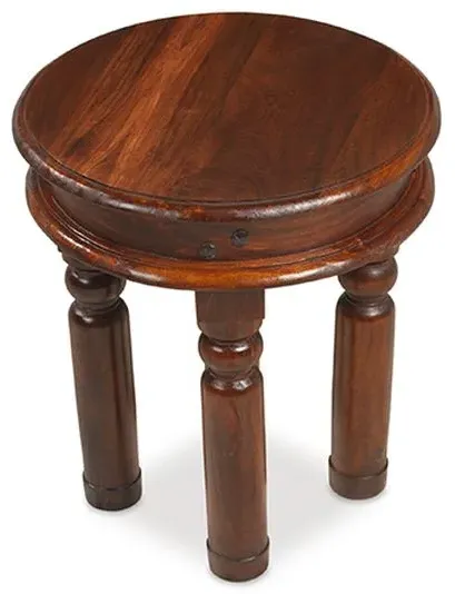 Jali Round Side Table - Honey Brown, Sheesham