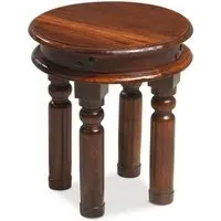 Jali Round Side Table - Honey Brown, Sheesham