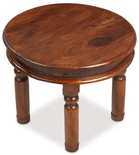 Jali Small Round Coffee Table - Honey Brown, Sheesham