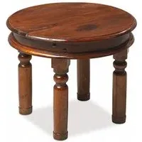 Jali Small Round Coffee Table - Honey Brown, Sheesham