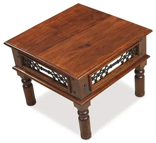 Jali Square Side Table - Honey Brown, Sheesham