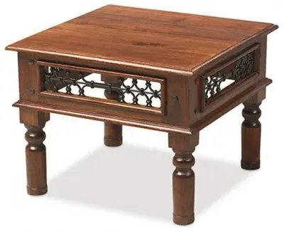 Jali Square Side Table - Honey Brown, Sheesham image