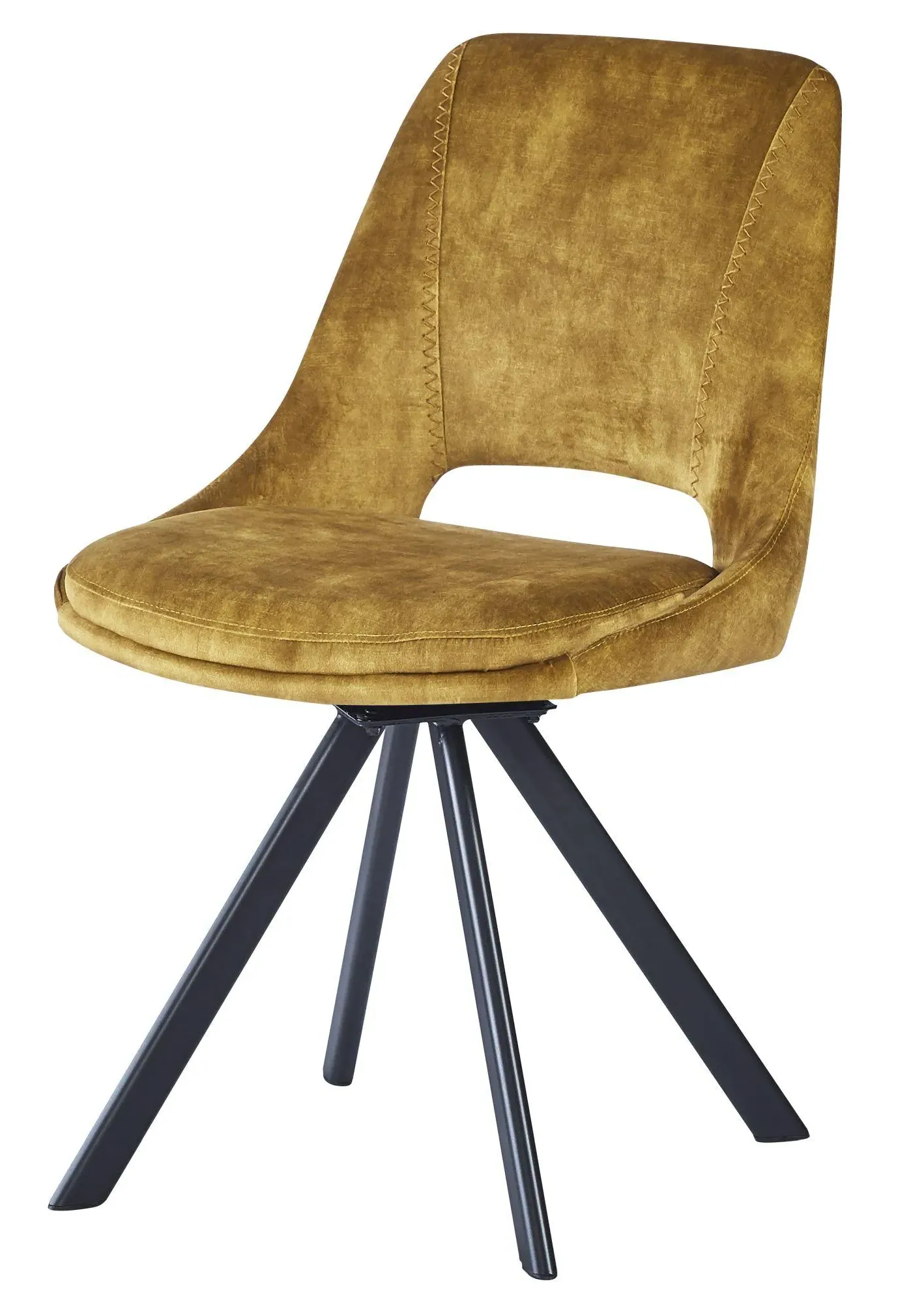 Kieler Swivel Dining Chair Set of 2 - Mustard, Fabric