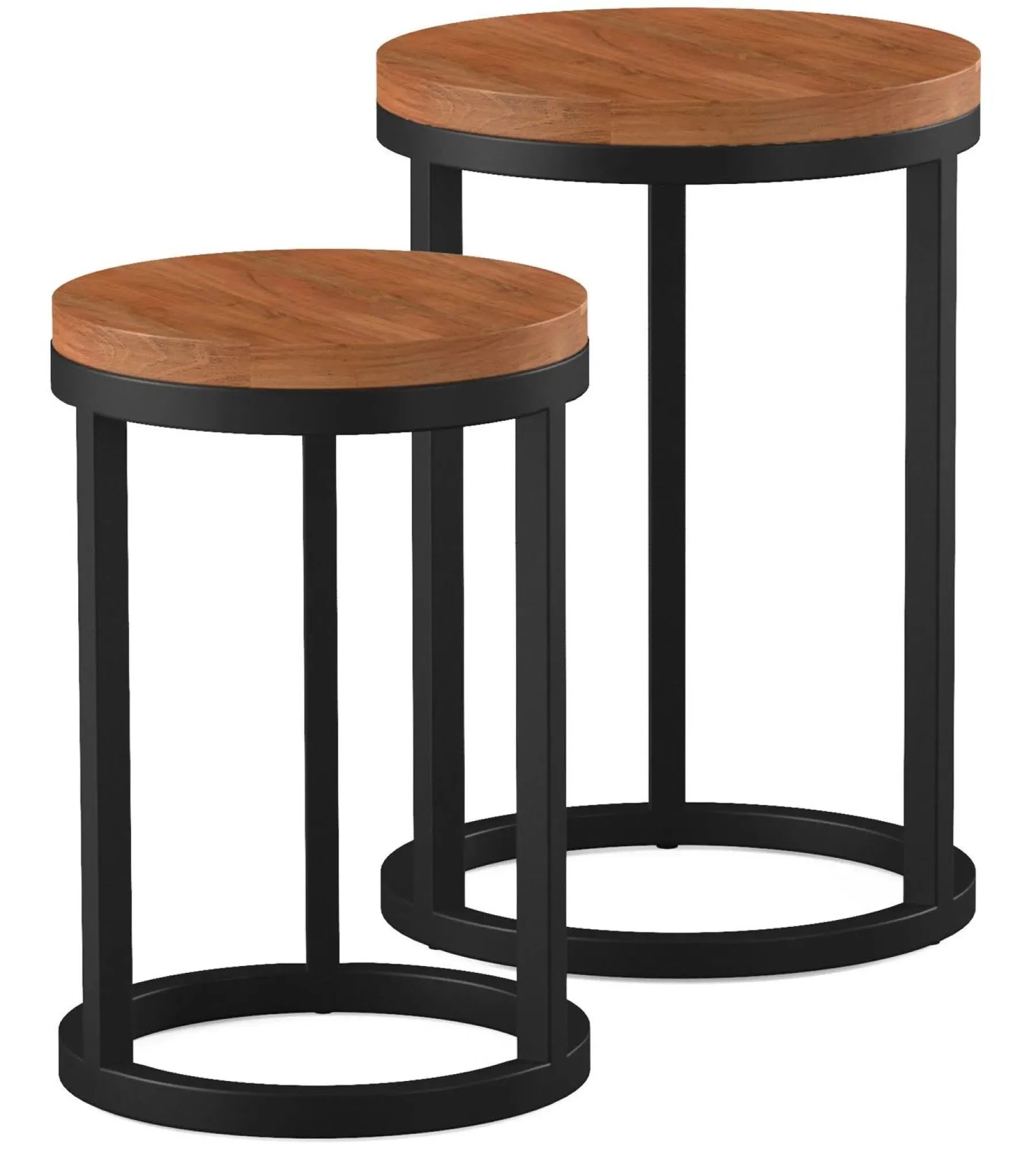 Rayne Acacia Round Nest of 2 Tables - Matt Lacquered
