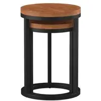 Rayne Acacia Round Nest of 2 Tables - Matt Lacquered