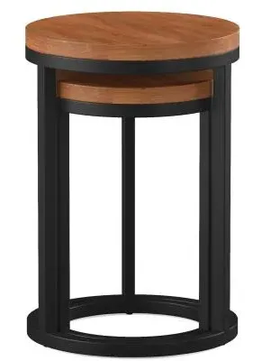 Rayne Acacia Round Nest of 2 Tables - Matt Lacquered