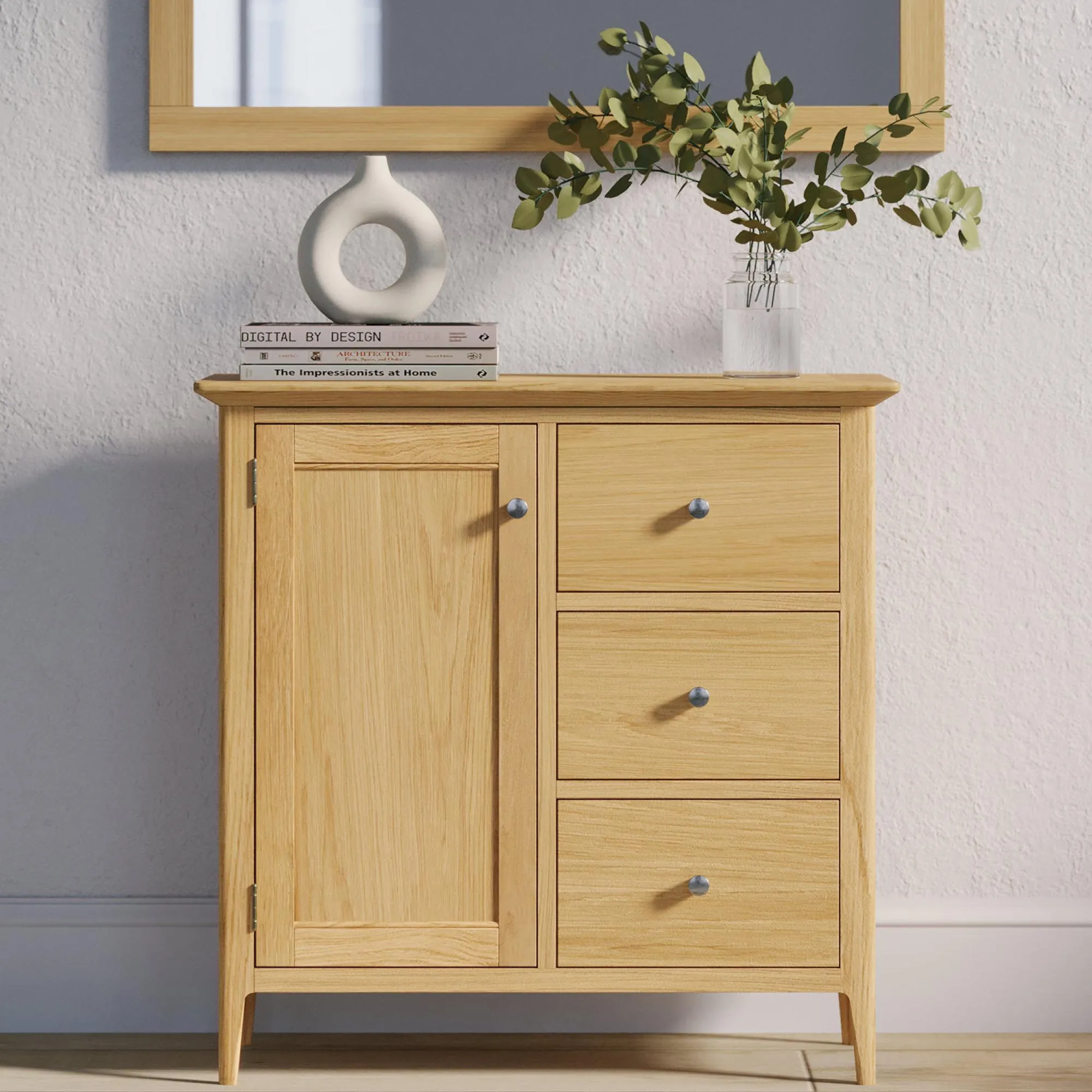 Selene Oak 1 Door 3 Drawer Hall Cabinet