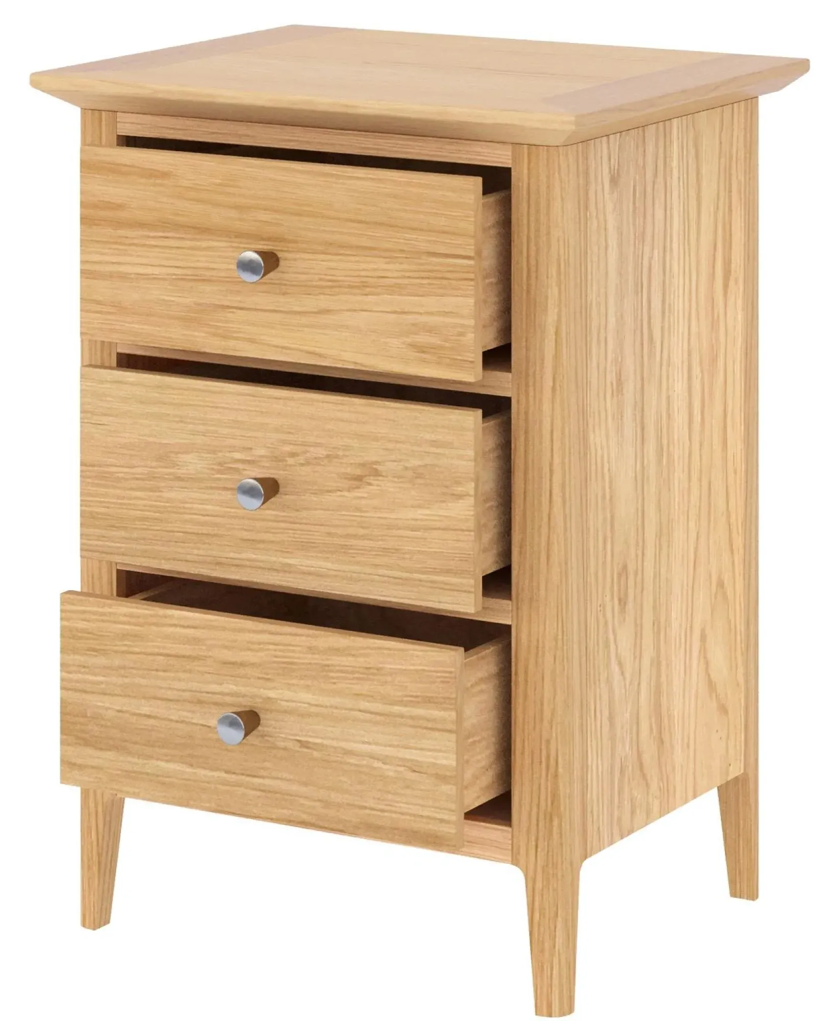 Selene Oak 3 Drawer Bedside Cabinet