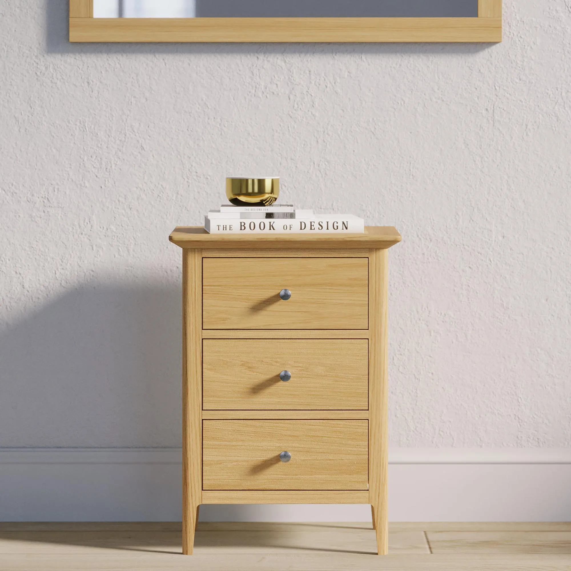 Selene Oak 3 Drawer Bedside Cabinet