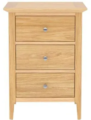Selene Oak 3 Drawer Bedside Cabinet