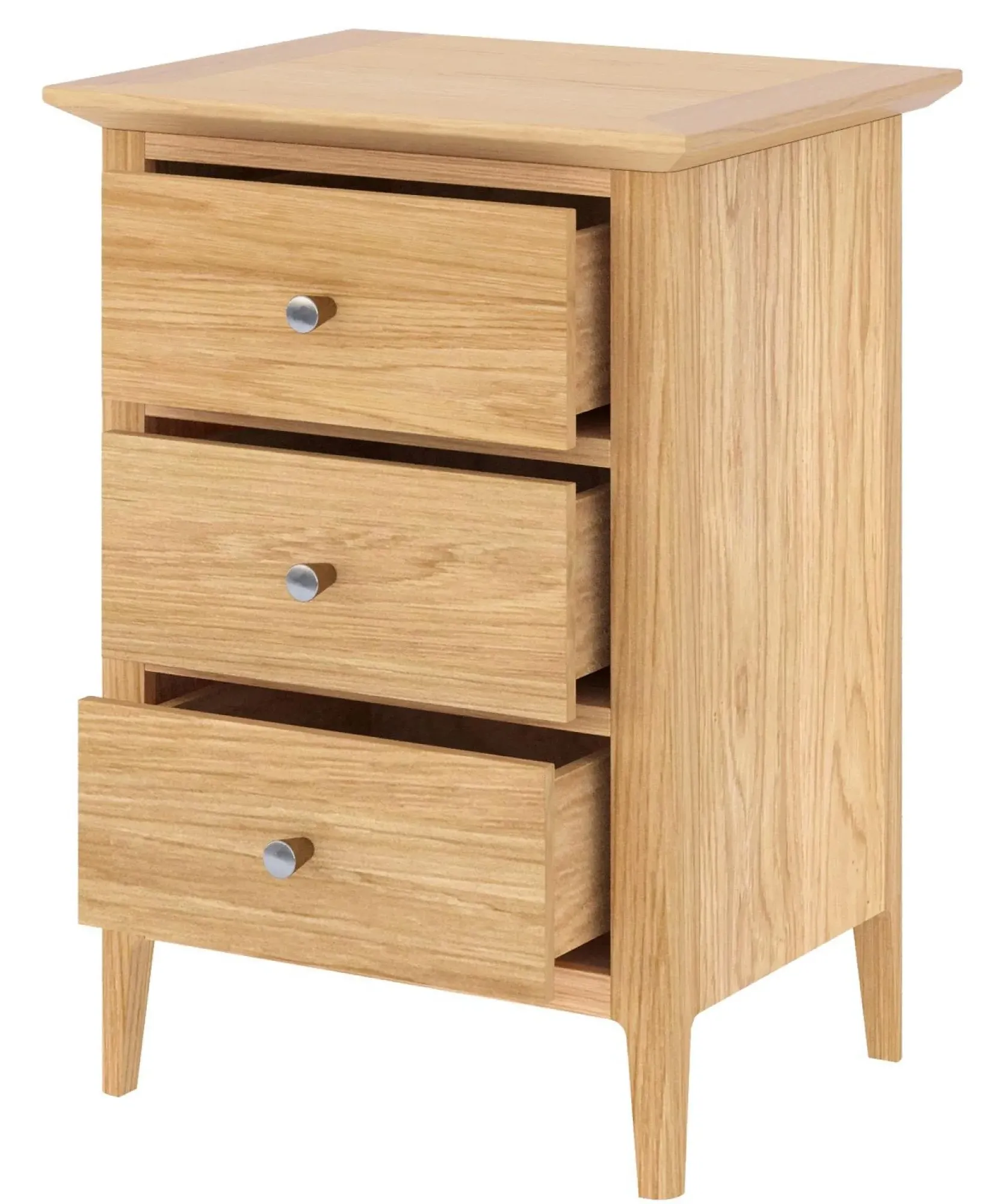 Selene Oak 3 Drawer Narrow Bedside Cabinet