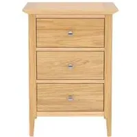 Selene Oak 3 Drawer Narrow Bedside Cabinet