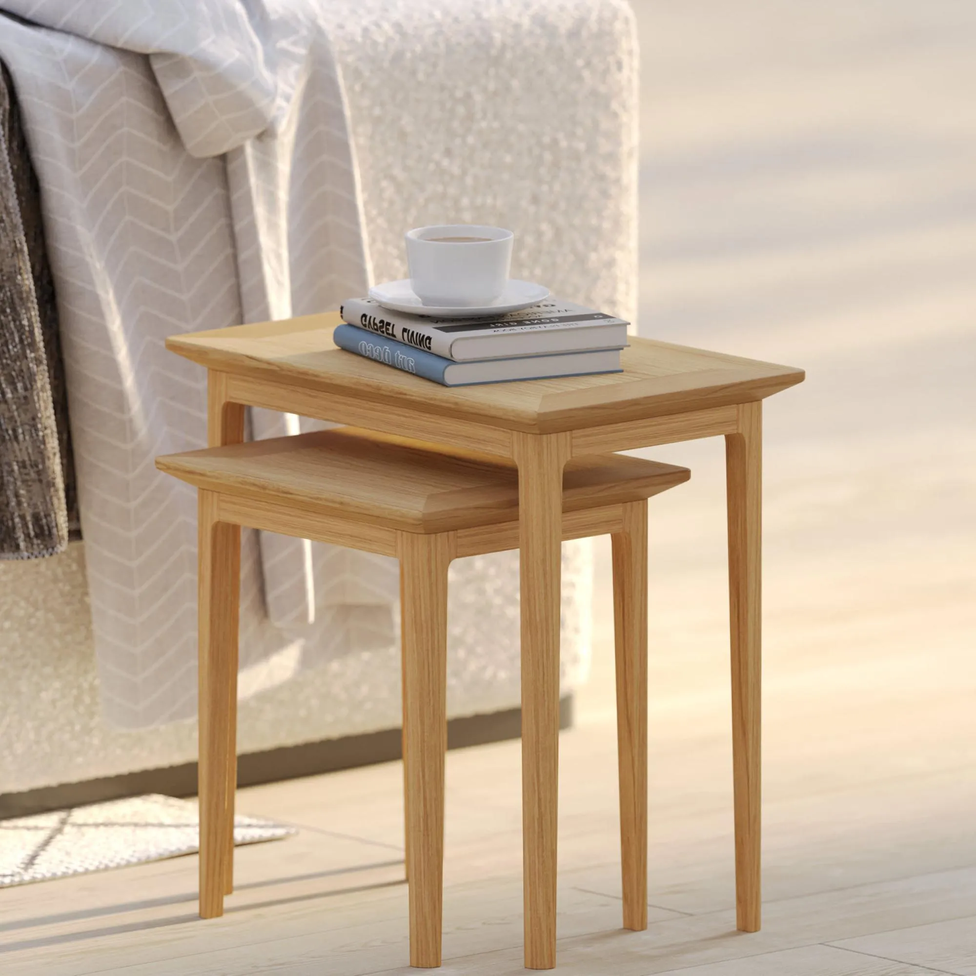 Selene Oak Nest of 2 Tables