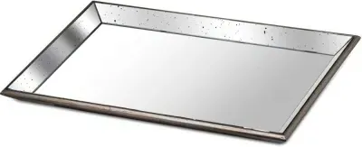 Aberdeen Large Mirrored Tray with Wooden Detailing