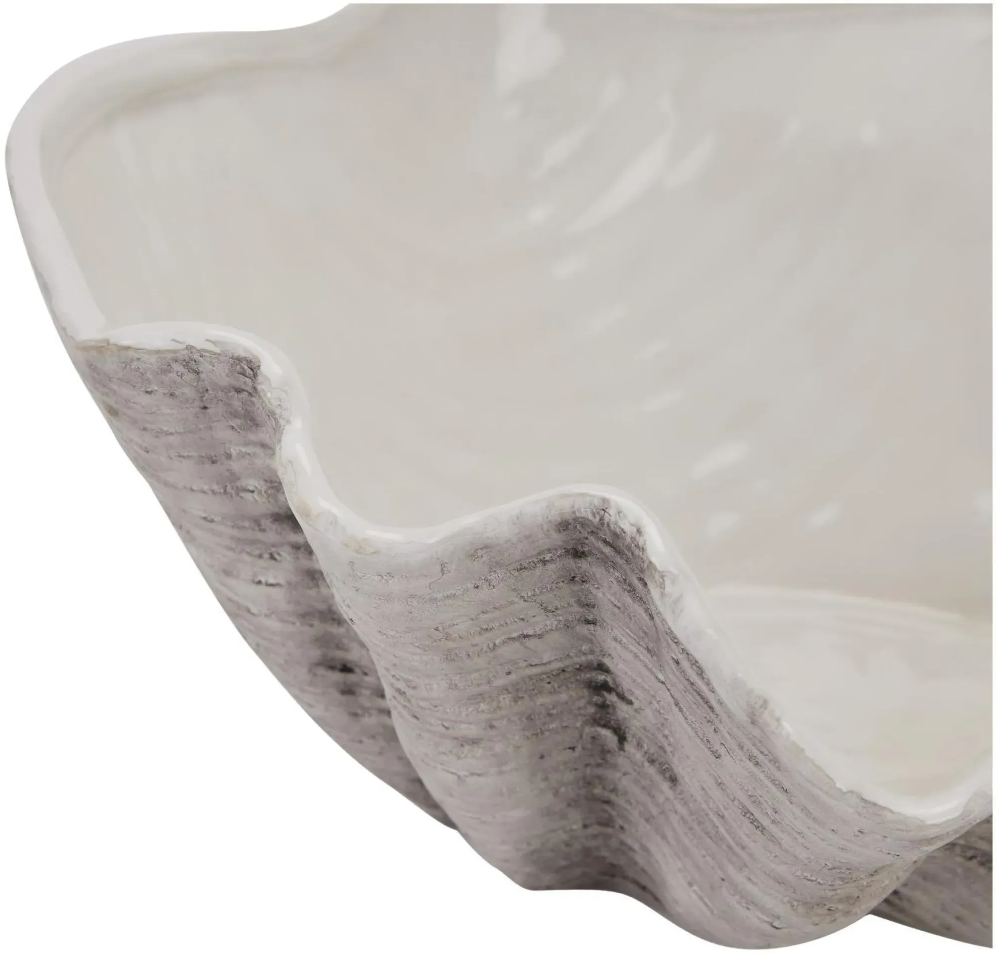 Adele Large Shell Bowl - White, Ceramic