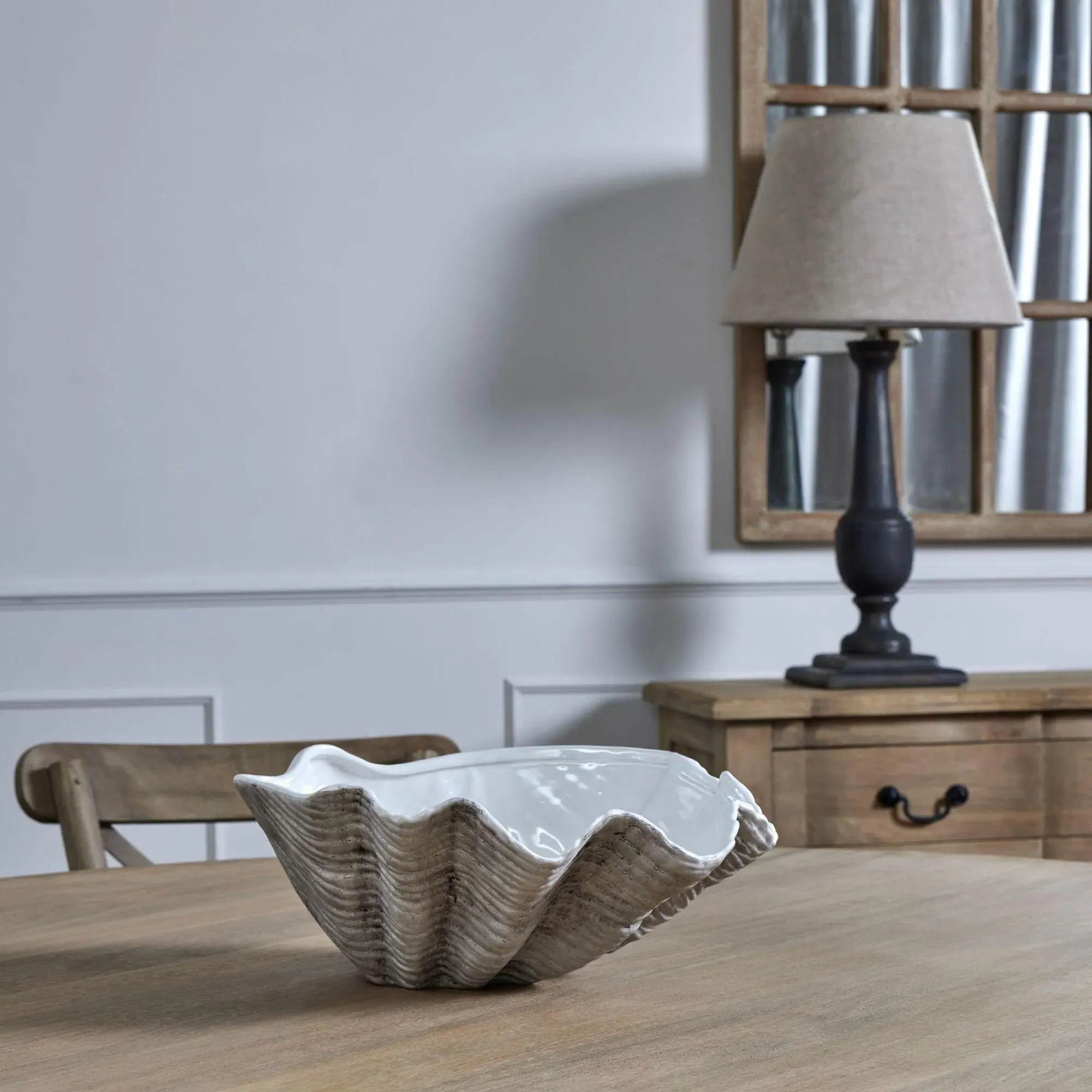 Adele Large Shell Bowl - White, Ceramic