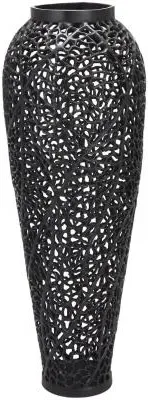 Cast Lattice Large Vase - Black, Aluminium