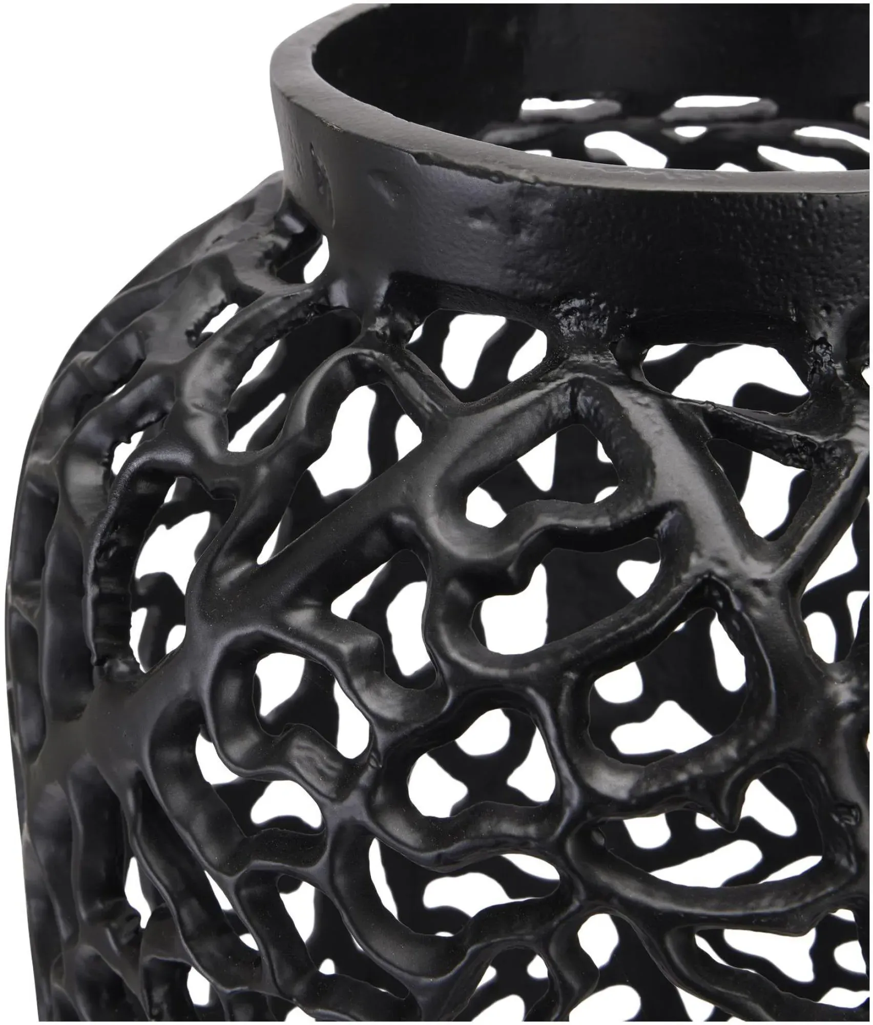 Cast Lattice Vase - Black, Aluminium
