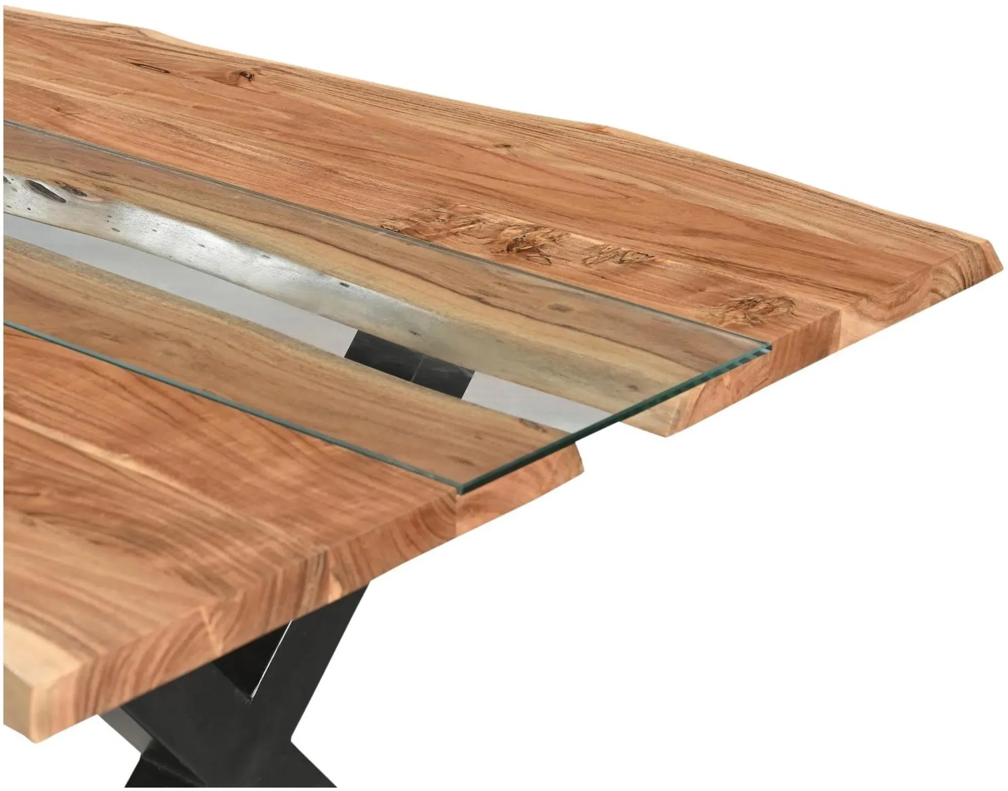 Fremantle Edge River Dining Table - Brown, Acacia Wood