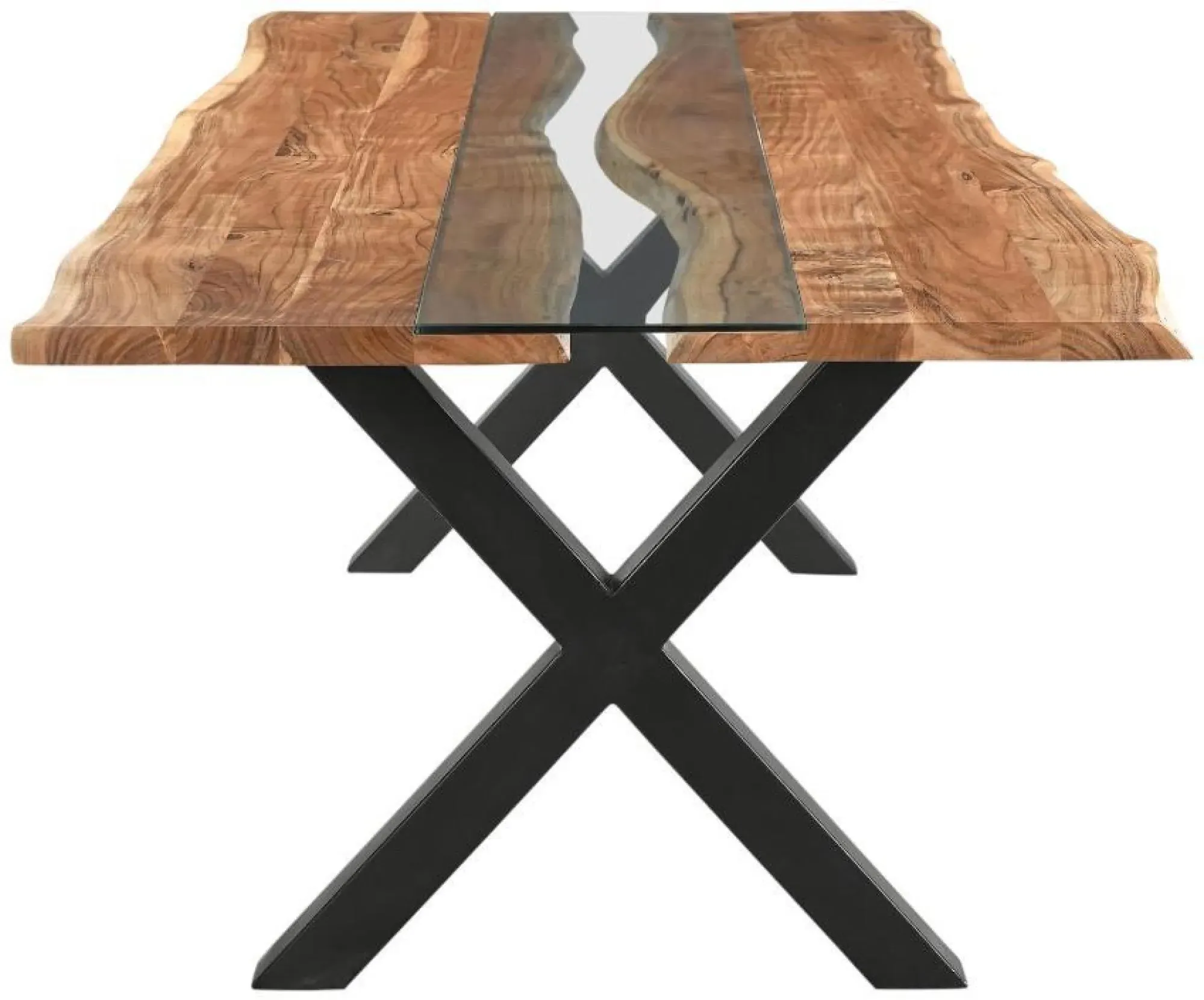 Fremantle Edge River Dining Table - Brown, Acacia Wood