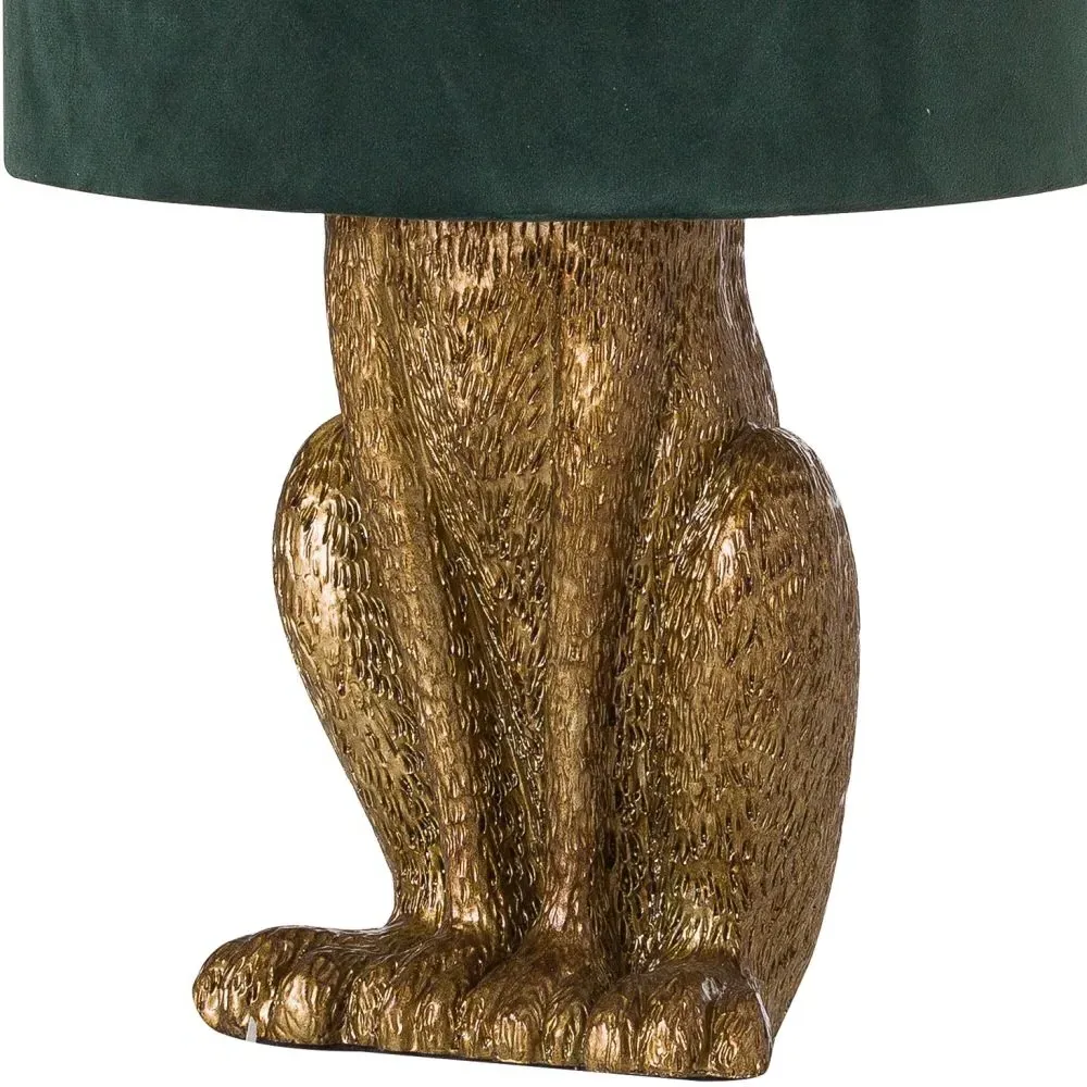 Hare Table Lamp with Velvet Shade - Gold