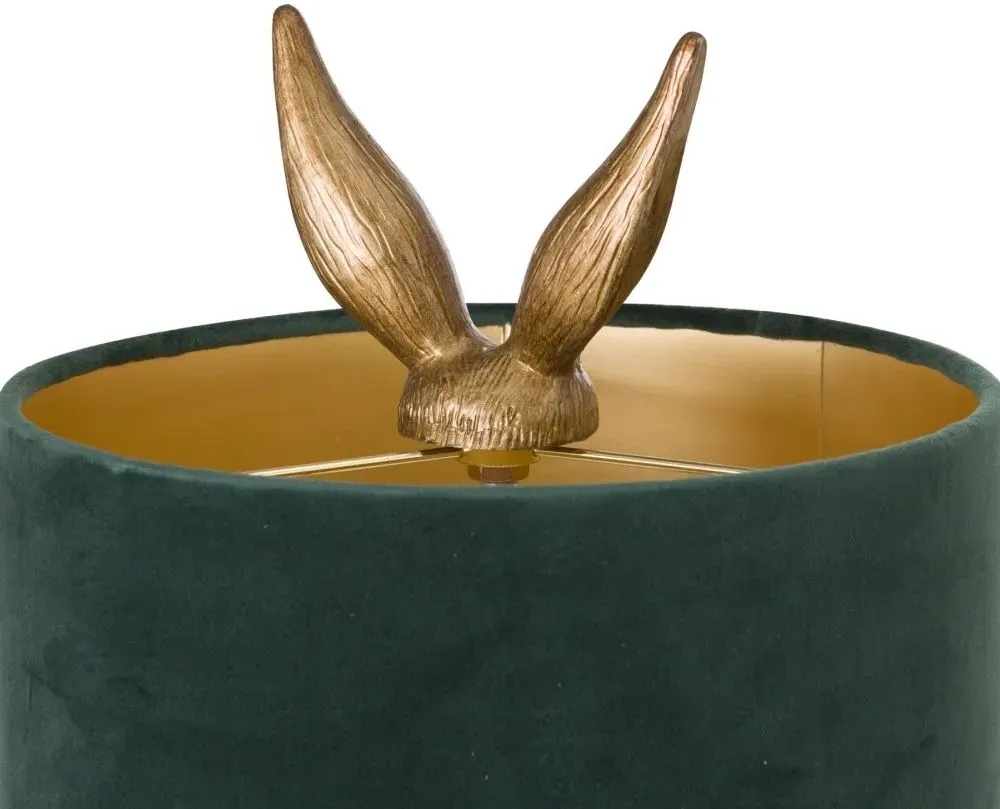 Hare Table Lamp with Velvet Shade - Gold