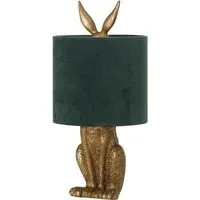 Hare Table Lamp with Velvet Shade - Gold