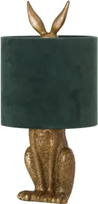 Hare Table Lamp with Velvet Shade - Gold image