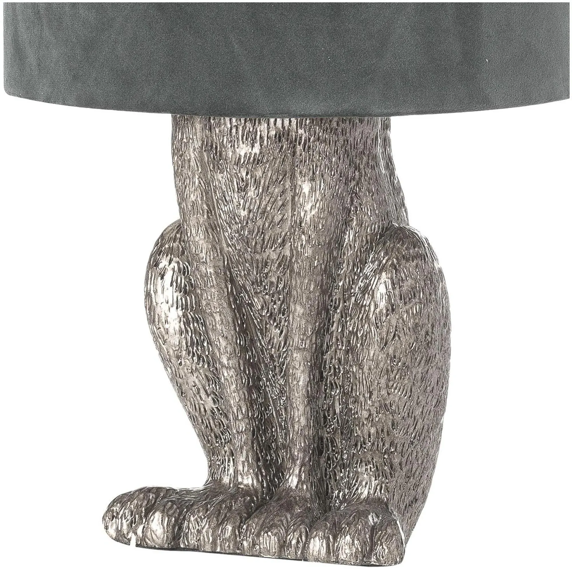 Hare Table Lamp with Velvet Shade - Silver