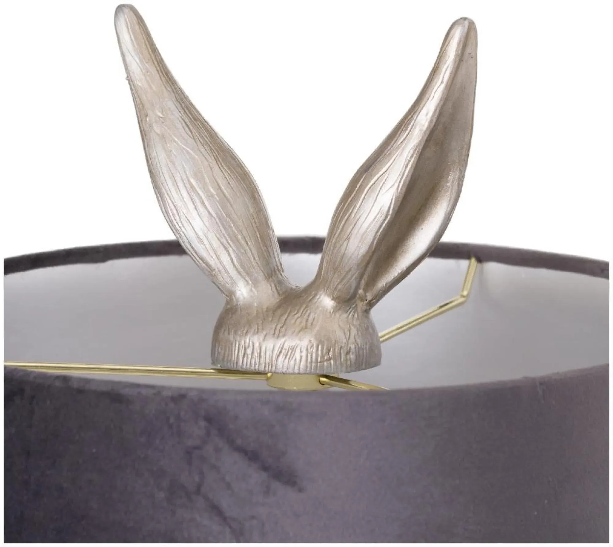 Hare Table Lamp with Velvet Shade - Silver
