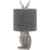 Hare Table Lamp with Velvet Shade - Silver