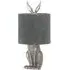 Hare Table Lamp with Velvet Shade - Silver