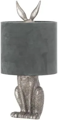 Hare Table Lamp with Velvet Shade - Silver