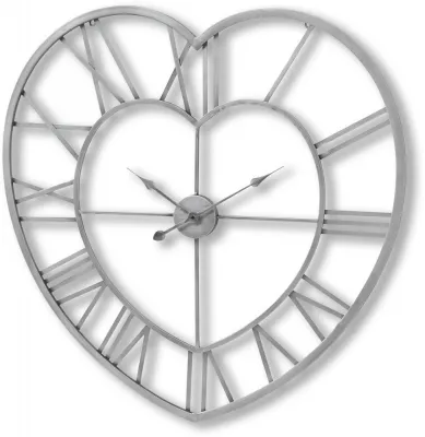 Heart Skeleton Wall Clock - Silver