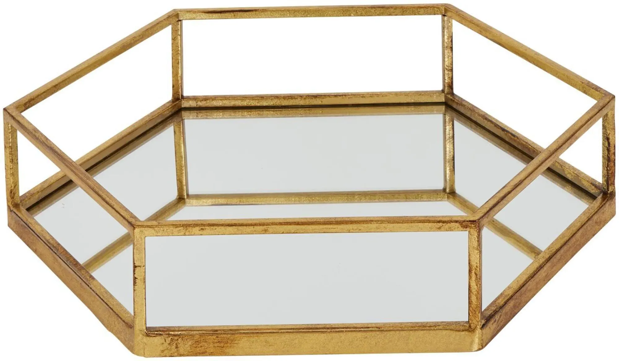 Hexagon Tray Set - Gold, Glass