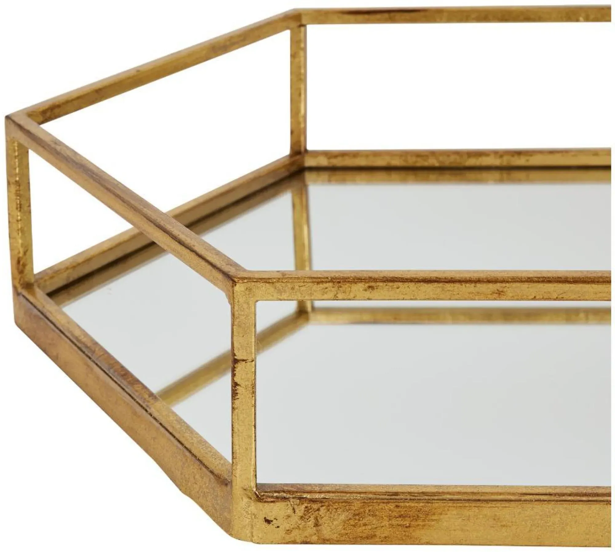 Hexagon Tray Set - Gold, Glass