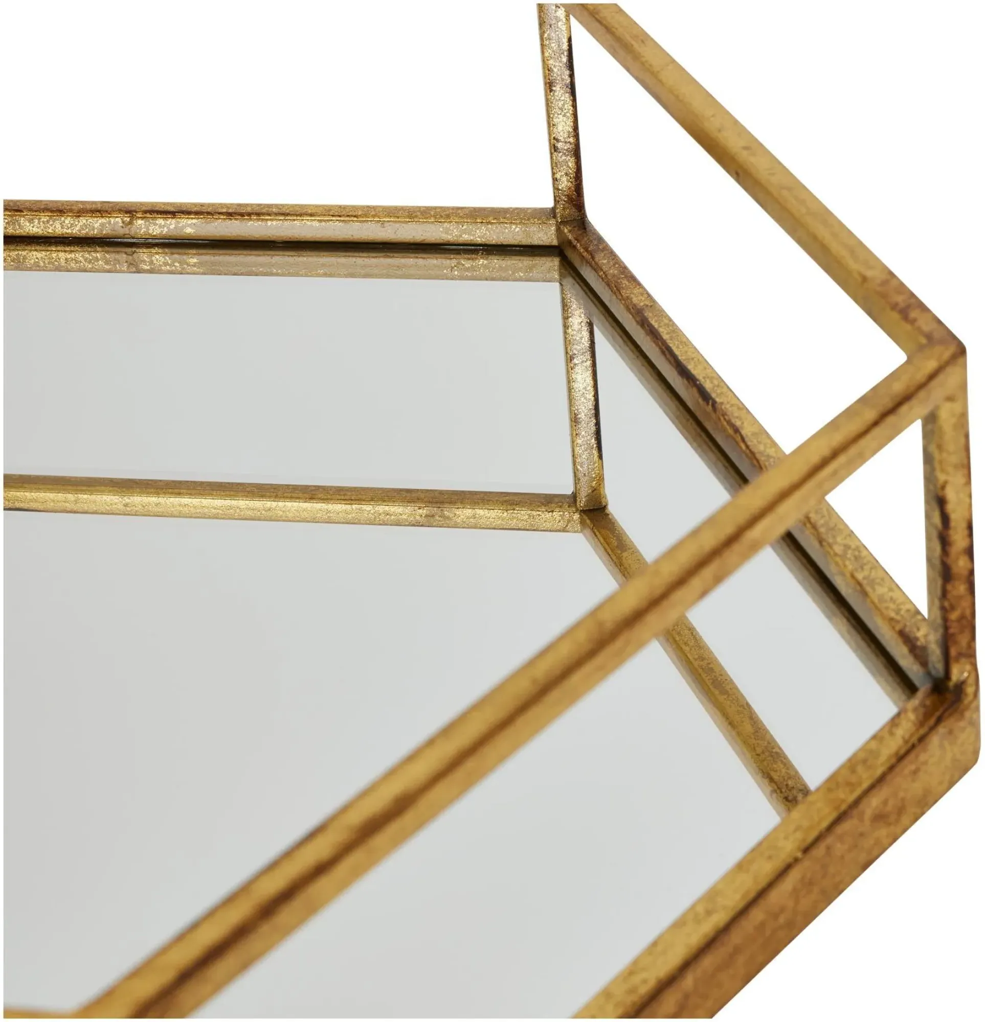 Hexagon Tray Set - Gold, Glass