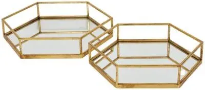 Hexagon Tray Set - Gold, Glass image